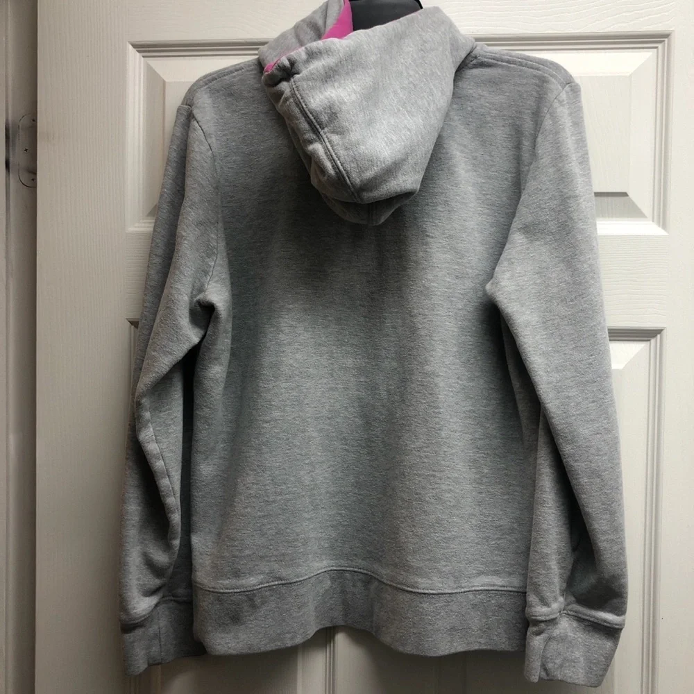 The North Face Women’s Large Light Gray Hoodie with Pink Logo - Picture 2 of 6